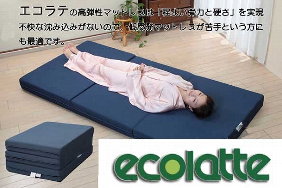 高弾性・復元性が高く、不快な沈み込みがないエコラテマット