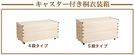 キャスター付き桐衣装箱のラインナップ