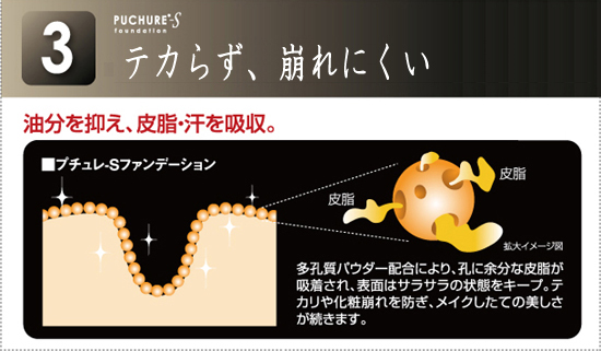 テカらず、くずれにくい