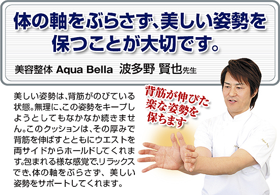 美容整体師が「美しく快適な姿勢」にこだわった両脇から支え、抱かれるクッション!