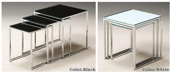 3段ローテーブル[テーブル ネイビー] おしゃれなガラステーブル の説明画像
